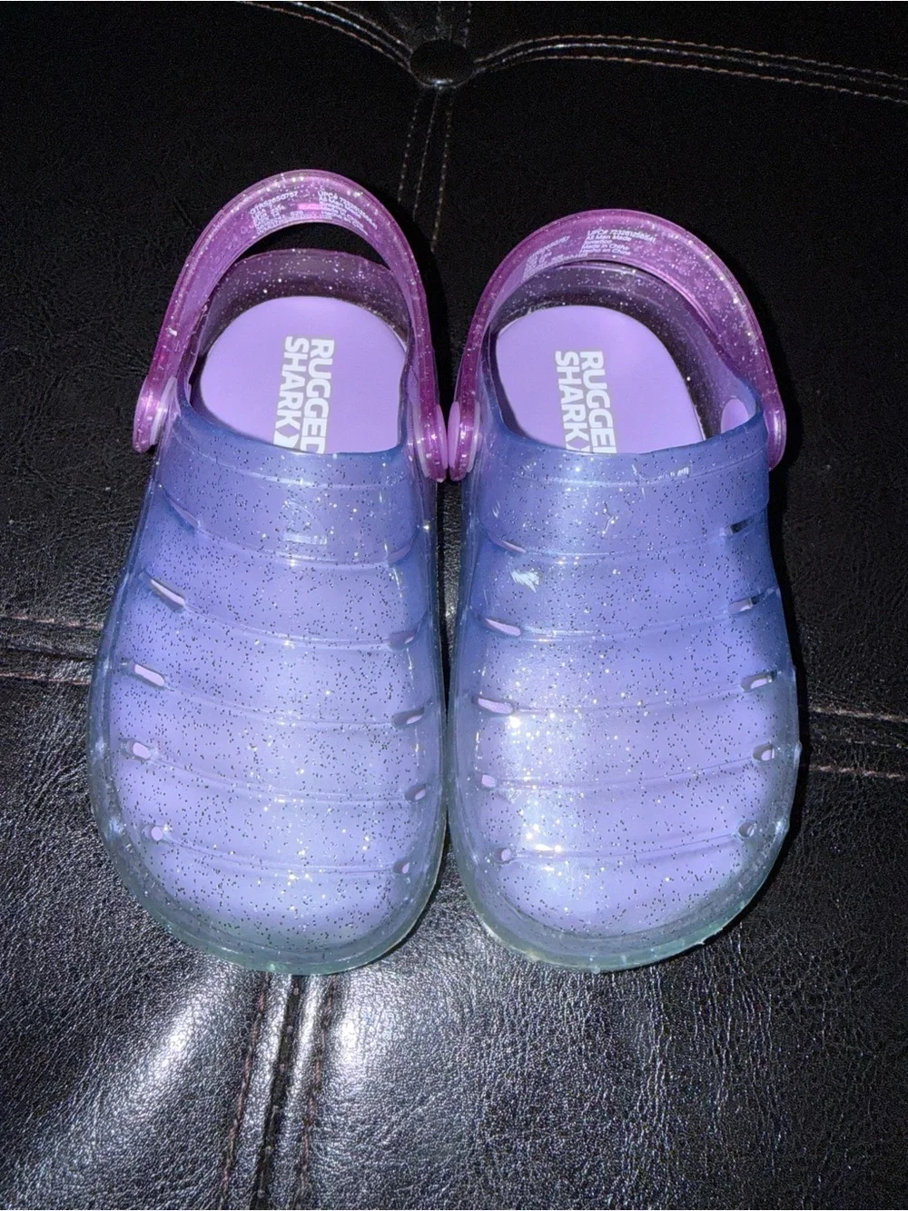 Rugged Shark Sparkle Ombre Kids Clogs with Pink Strap